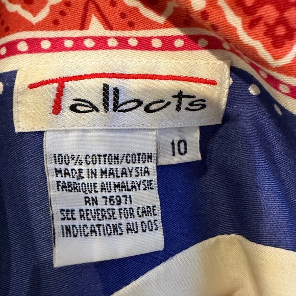 Vtg Talbots Womens Size 10 Y2K Floral Stripe Shift Dress Retro Coastal - Picture 9 of 12